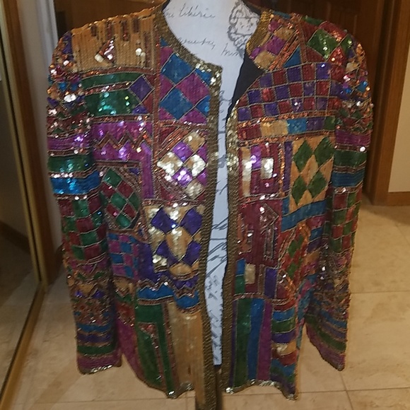 Lawrence Kazar Jackets & Blazers - Vintage Lawrence Kazar sparkly blazer, plus size